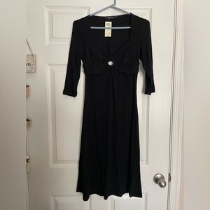 NWT Arden B Black Long Sleeve Dress Midi Dress with Keyhole design